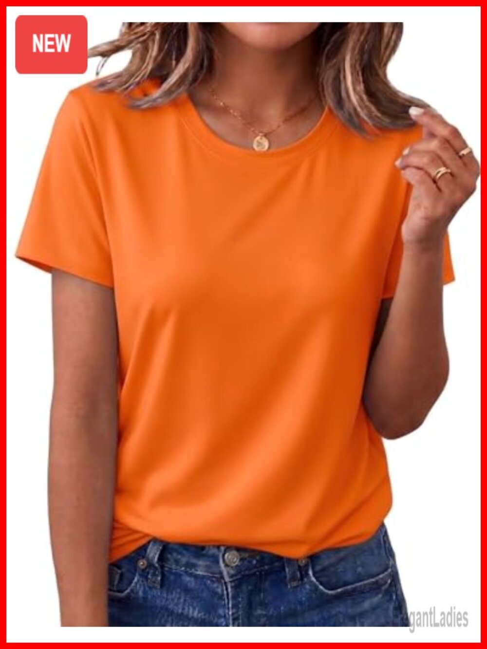 Women's Cotton Blend Crewneck Short Sleeve Basic Tee Relaxed Fit